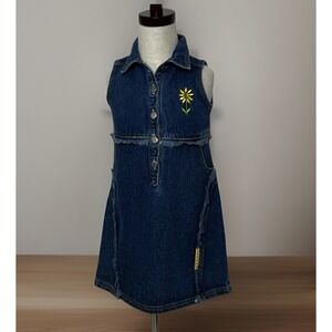 Girls HEART EXPRESSIONS Denim Jean Dress Embroidered With Gold‎ Embellishing 4/5